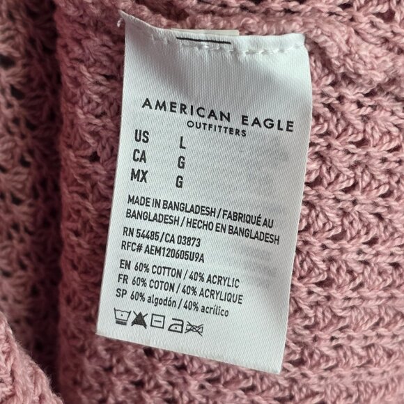 Womens American Eagle Outfitters Pink Waffle Knit Button Front Sweater Size L - Picture 3 of 8